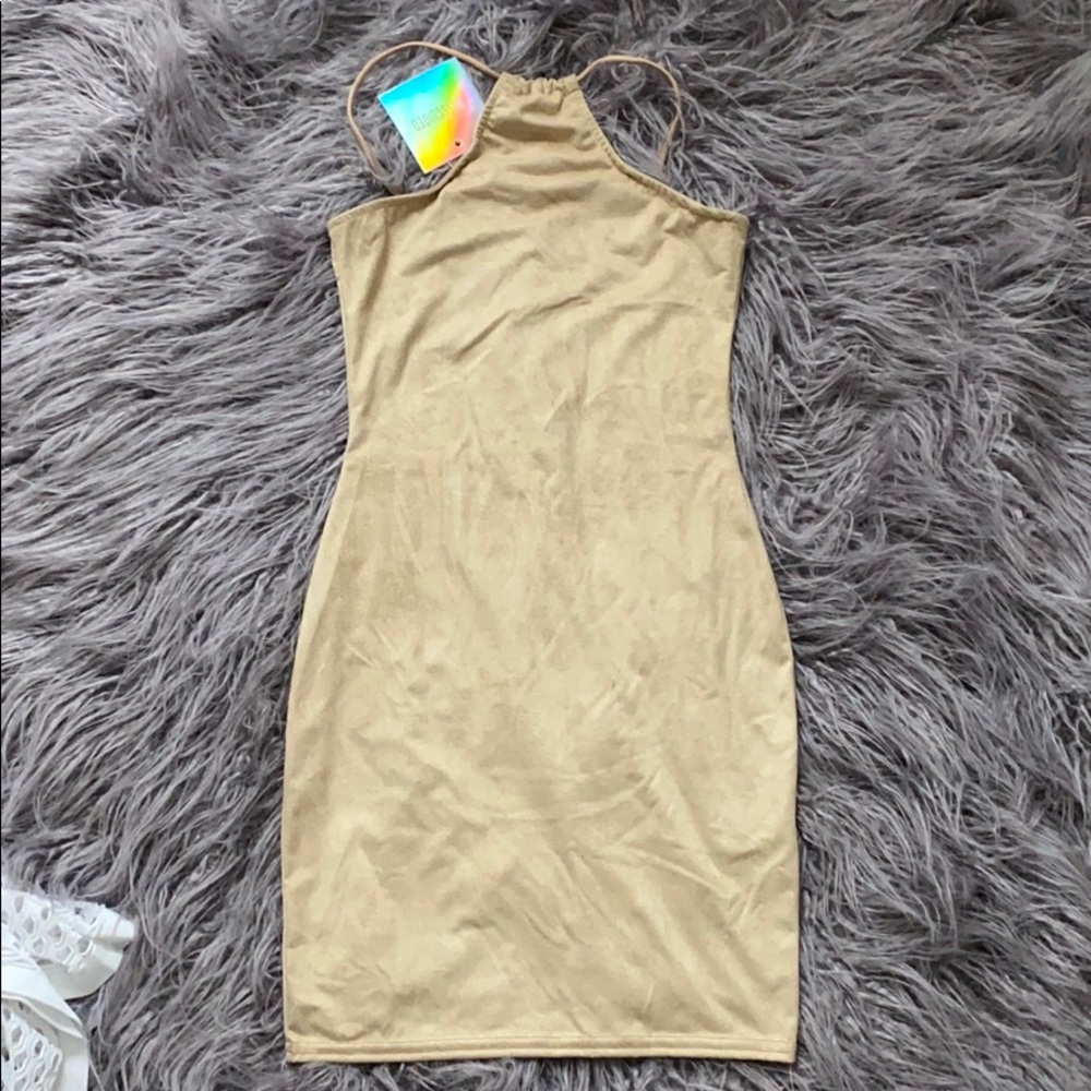 Misguided mini suede beige dress